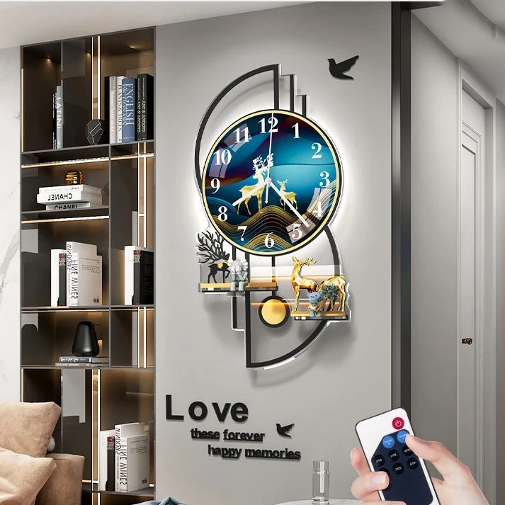 35X57cm LED with light  living room dropshipping products 2024 new modern wall hanging decorative watch home house decor clock