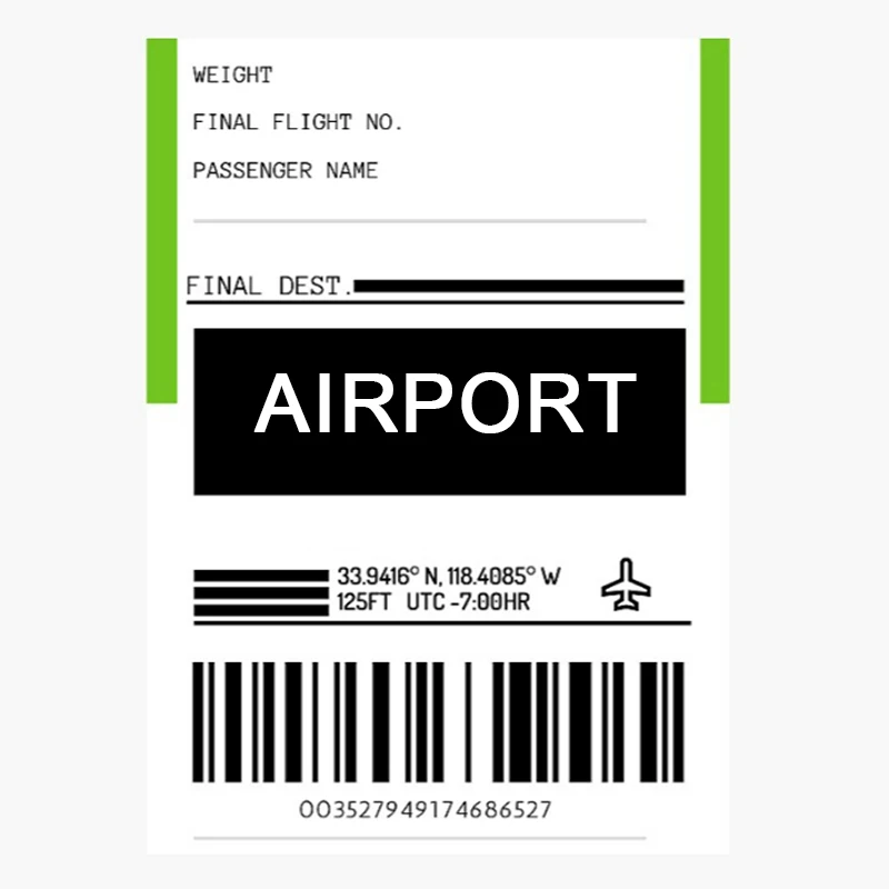 Travel transportation bar code Airport luggage bar code sticker Baggage information and identification sticker label