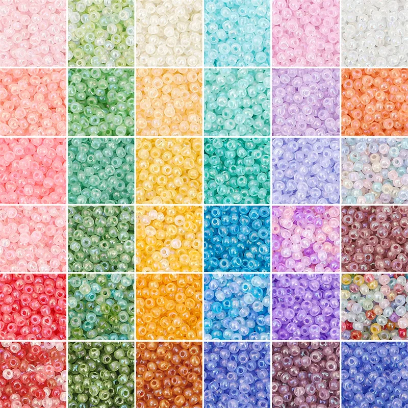 2MM Cream Fantasy Transparent Glass Seed Beads for DIY Clothing Crafts Bracelet Necklace Jewelry Making Beaded Accessories