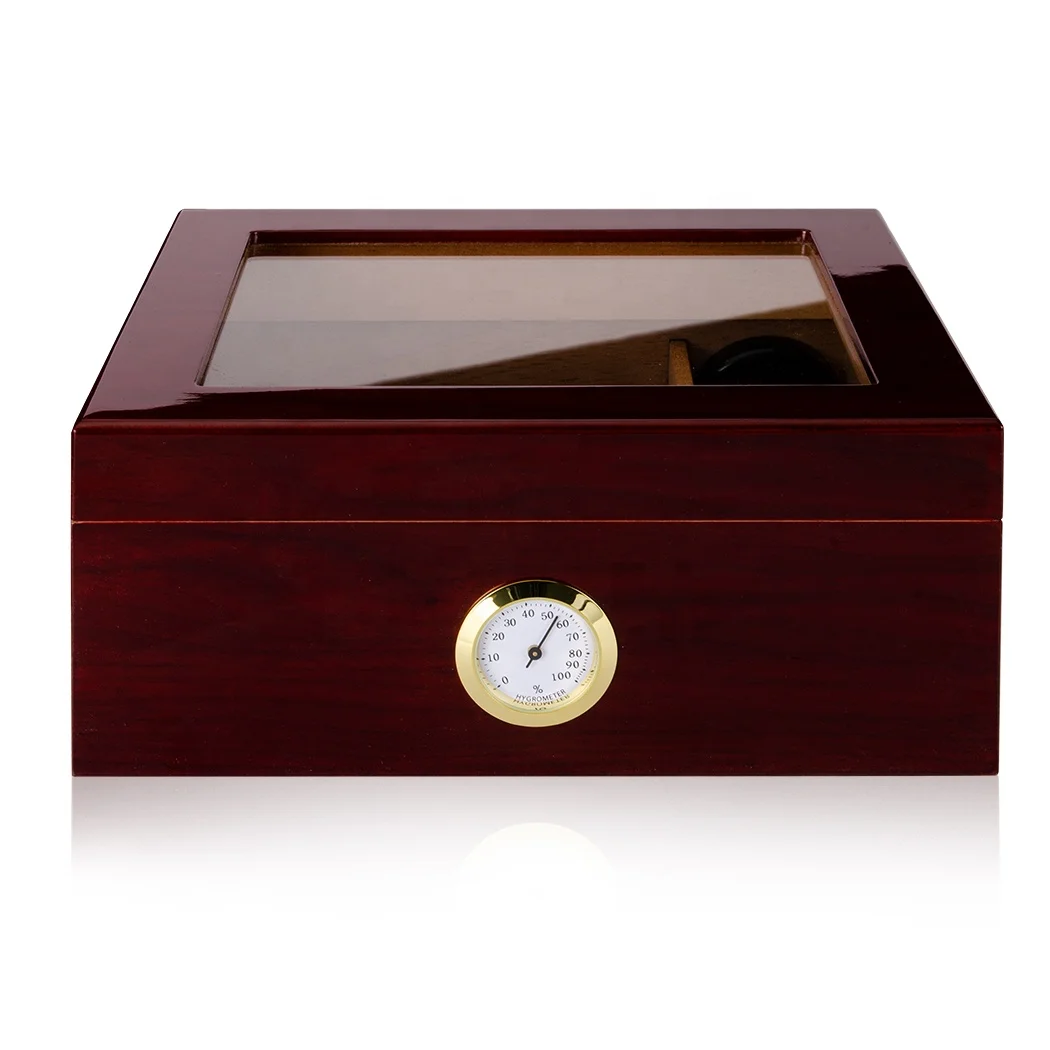 Partition Storage Wooden Cigar Humidors Box With Clear Window