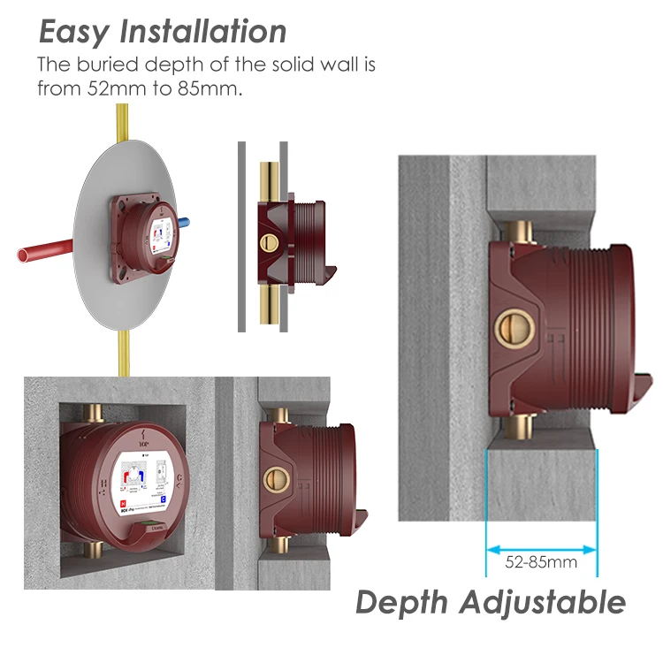 K6 Box Shower Valve Thermostatic Solid Brass Concealed Shower Mixer Push Button Valve Trim Kit Concealed Shower Faucet Chrome