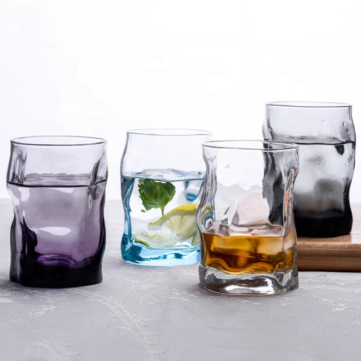 Creative wave body  water and fruit juice glass whisky glass coloured milk and beer glass