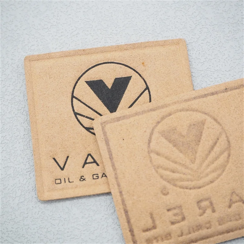 Custom Private Name Embossed Logo Iron On Suede Leather Microfiber Fabric Patches Labels For Hats