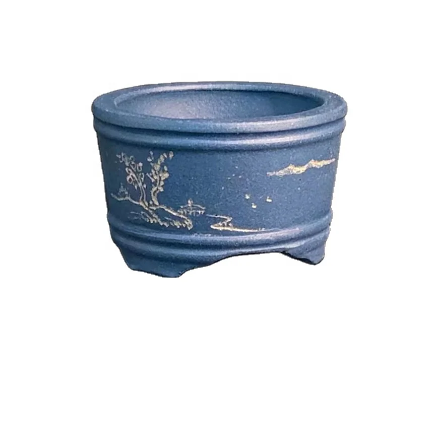 Ручной работы мини-горшок из фиолетовой глины Yixing bonsai mame