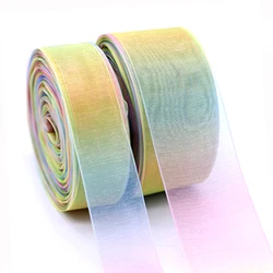High Quality 1inch and 1.5 inch Rainbow Organza Sheer Ribbon