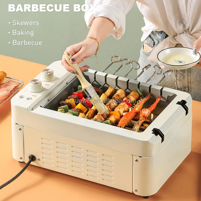 1000W High Power Small Kitchen Appliances Portable Electric Doner Kebab Barbecue Machine Smokeless Bbq Grill