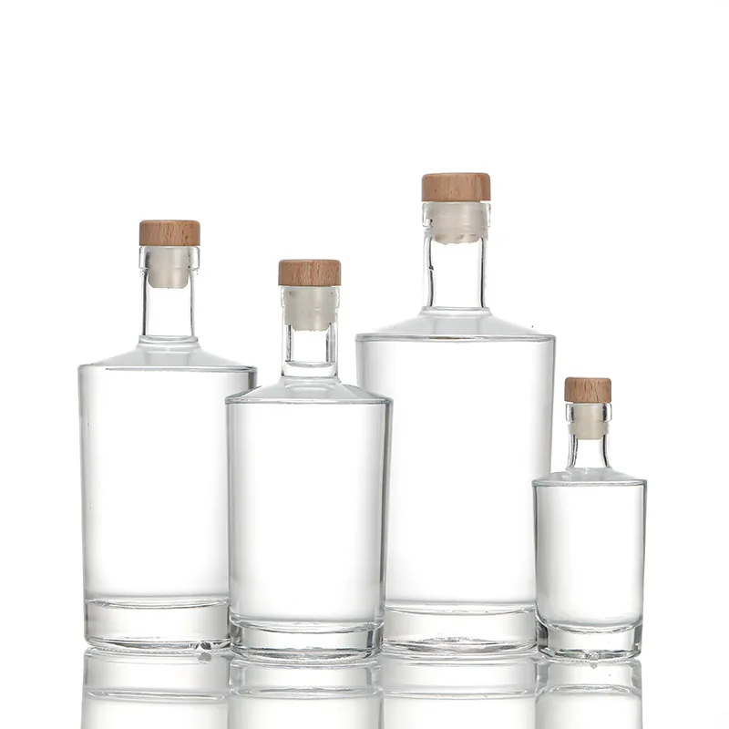 Customized Logo Shape Closures 750ml Empty Unique Brandy Whiskey Vodka Liquor Alcohol Glass Bottle For Liquor With Cap