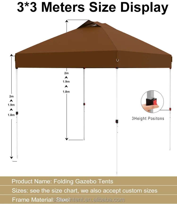 3x3 Instant Automatic Folding Gazebo Roof Top  Canopy Camping Tent steel Popup