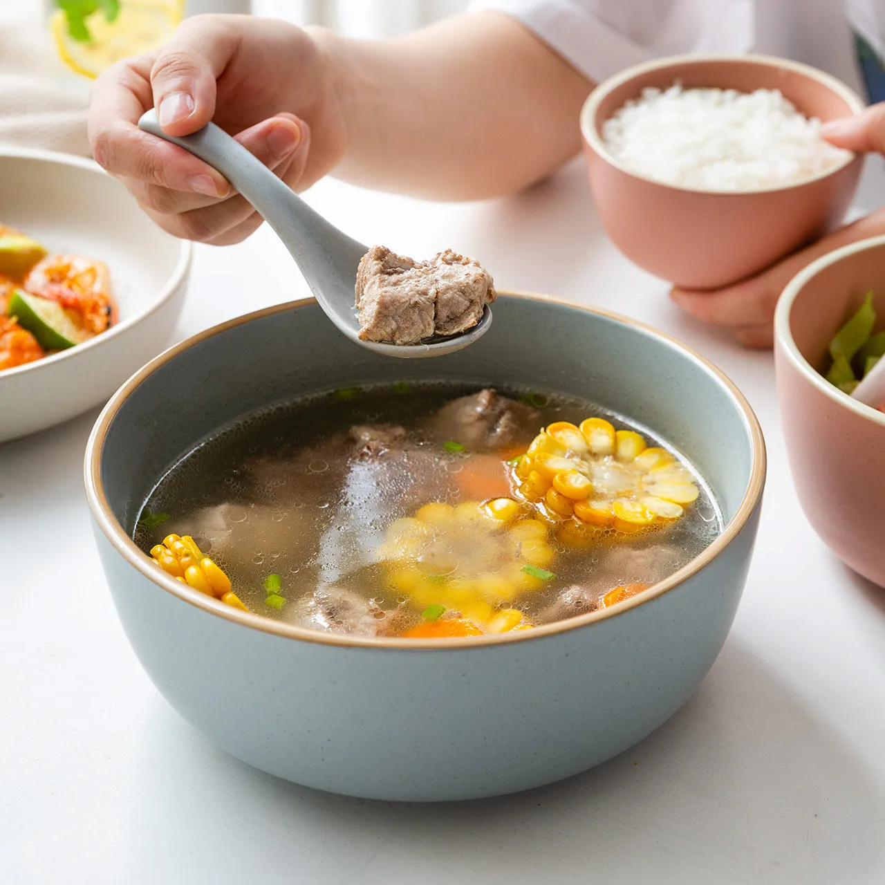 
MONAZONE Morandi Matte 13 Pieces Ceramic Sauce Dish Soup Bowl Dinnerware Set 