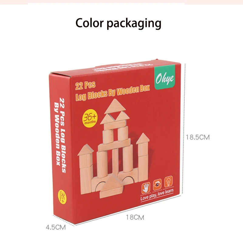 22 Pcs Building Blocks Wooden Toys Early Educational High Quality Wooden Wooden Cubes Unisex 20 Wooden Toys for Kids Colorful