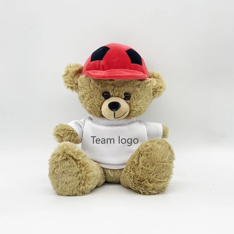 Teddy Bear Soccer: 20cm Tall, Plush & Filled with Animal Toys, Customizable Shirts for Logo Support