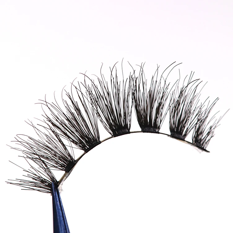 Premium Quality Human Hair Style Synthetic Lashes Clear Band Customized Packaging Vegan Lashes False Eyelash