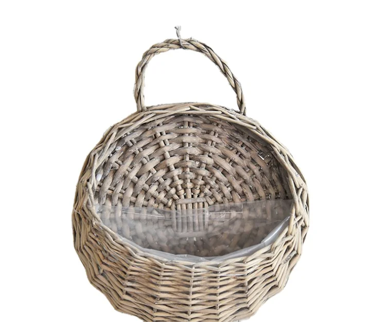 Wholesale  modern hand made Wicker rattan Woven Basket Wall Decor  hanging baskets