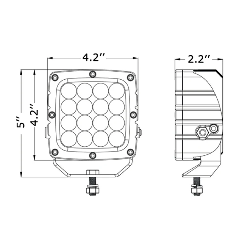 High Brightness Square Car Work Light Mini 48w 16led Industrial Excavator Work Light