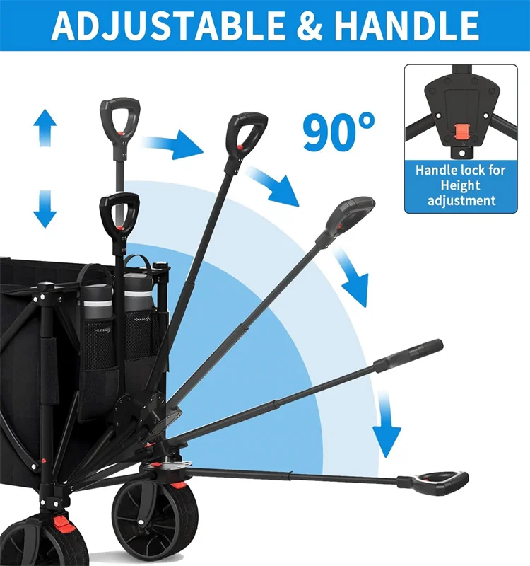 Utility Wagon Cart Picnic Party Large Capacity Shopping Sports Cart Collapsible Folding Beach Wagon  Camping Garden Cart