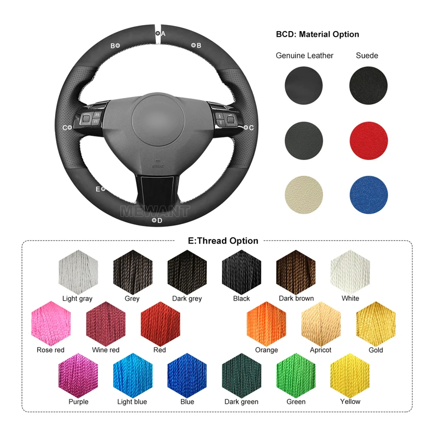 Custom Hand Sewing Suede Leather Steering Wheel Cover for Opel Vauxhall Corsa VXR Holden Astra H GSI Zafira B OPC Vectra C