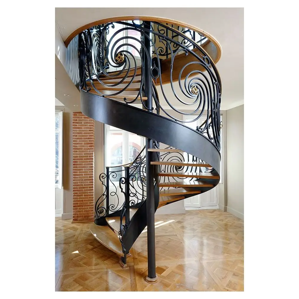 Prima Staircase  Handrail Design Luxury Gold Staircase Metal Sheets Outdoor Wrought Iron Spiral Staircase Prices
