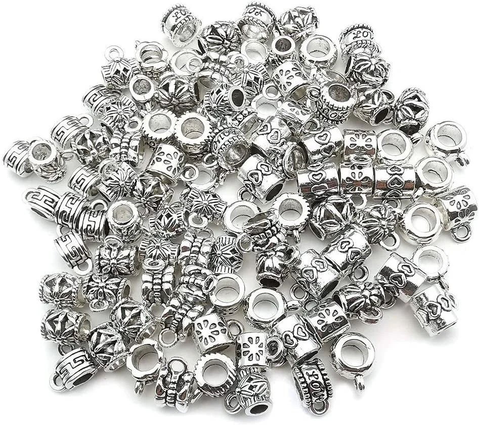Clasp Bail Charms Bail Tube Beads Loose Spacer Bead Hanger Charm for Jewelry Making DIY Necklace Bracelet M611