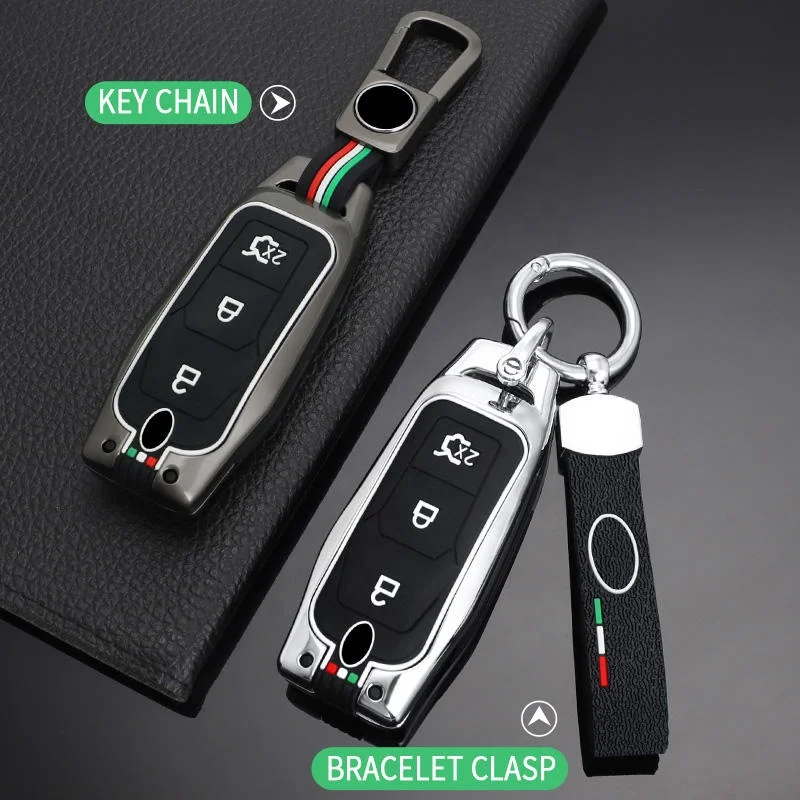 New Design 2023 Car Accessories Quality Zinc Alloy Car Key Cover For Ford Focus 3 4 St Mondeo 5 Mk5 Mustang F-150 Explorer Edge