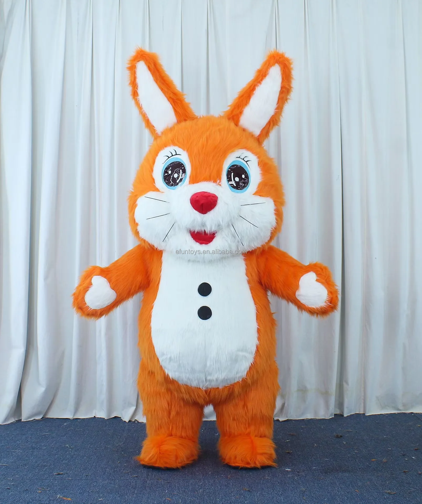 efun 2m/2.6m Inflatable Rabbit Costume Adult Furry Hare Blow Up Mascot Suit Walking Easter Bunny Fancy Dress for Entertainments
