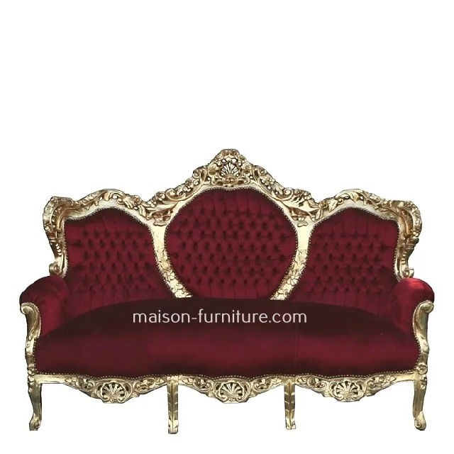 The most popular wholesale Red velvet baroque sofa living room sofas classic baroque royal sofa  with good price