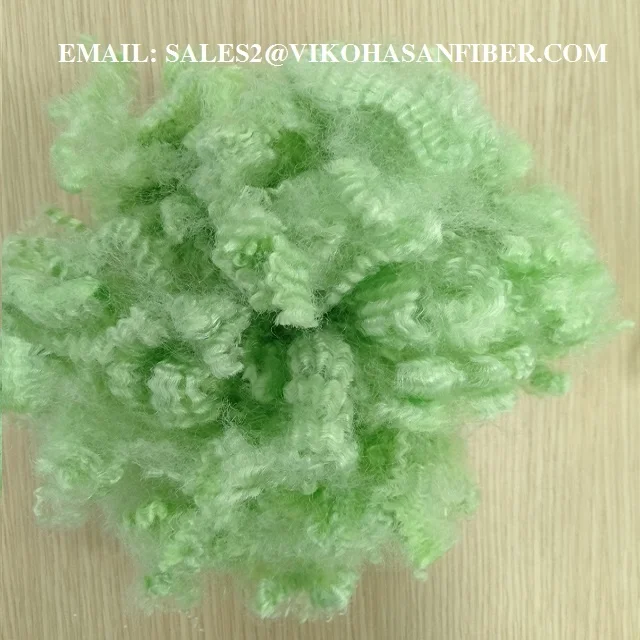 Polyester Staple Fibres 15D HS Green A grade Vikohasan Manufacturer and synthetic fiber and GRS recycled polyester fibre