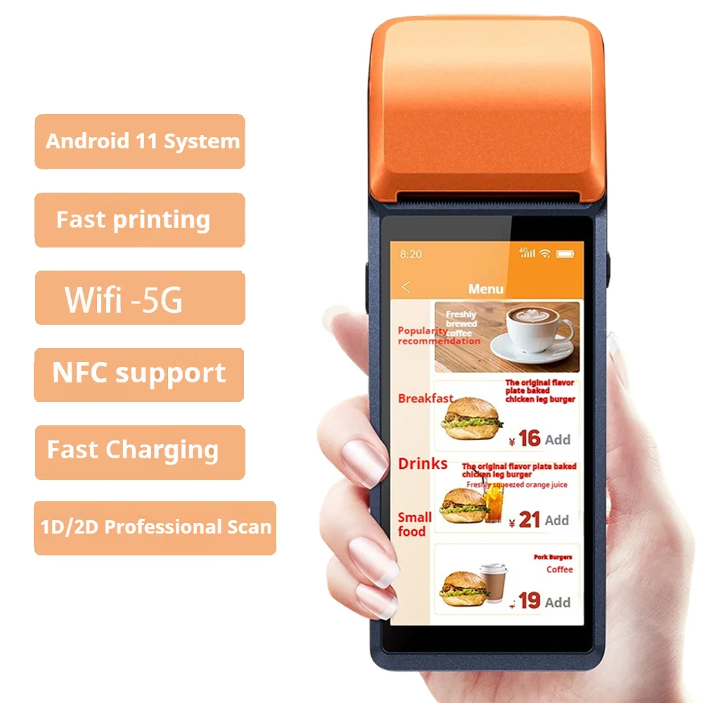 Новое поступление WIFI NFC Android терминал оплаты кассовый аппарат мобильный портативный TPV Pos система с принтером