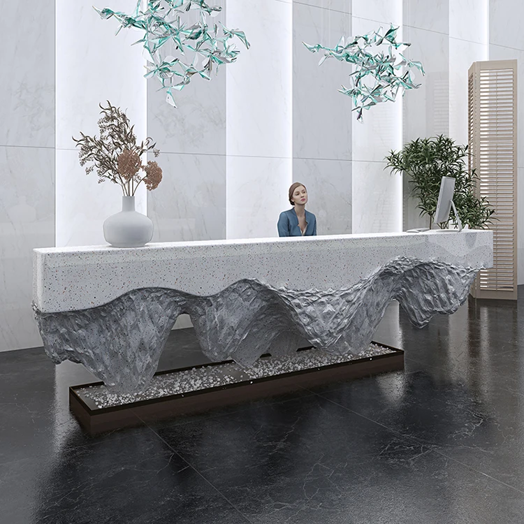 2022 modern reception desk cheap price  white salon reception desk with LED