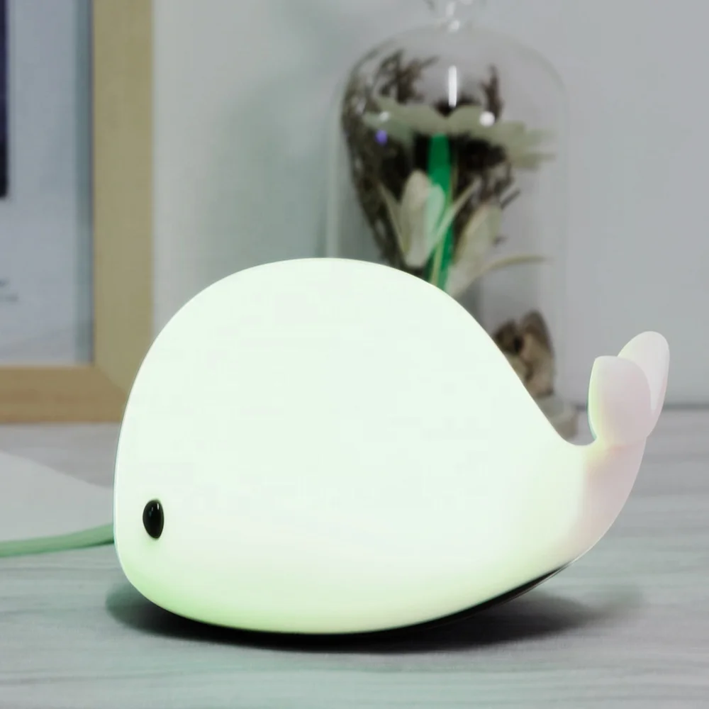 Rechargeable Baby LED Night Light with 6 Colors Touch Sensor Soft Cute Dolphin Silicone Safety LED Nursery Lamp