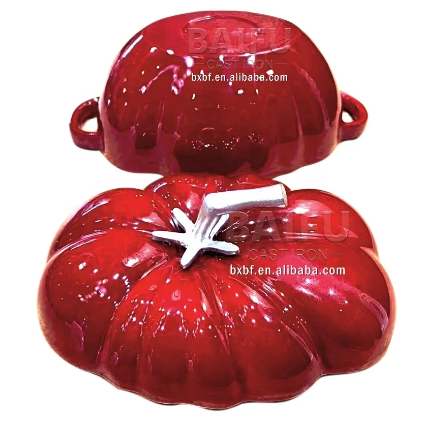 Vegetable Tomato shaped Kitchen decor cocotte Enameled Cast iron mini dutch oven Cast iron tomato server pot Cast iron Casserole