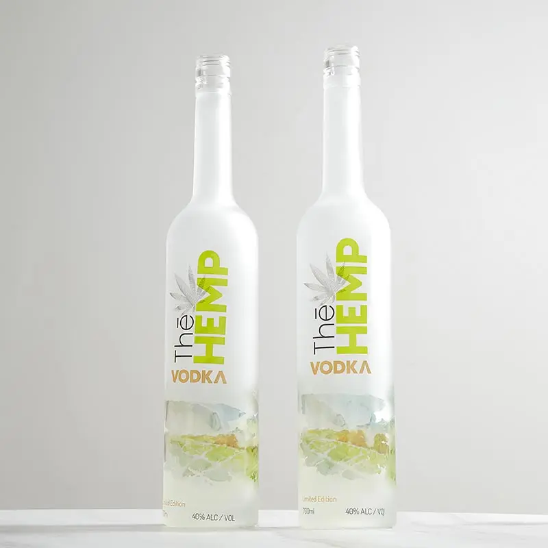 750ml 1000ml Clear Arizona Frosted Liquor Vodka Bottle Spirit Distillery Glass Bottle With Wooden Cork