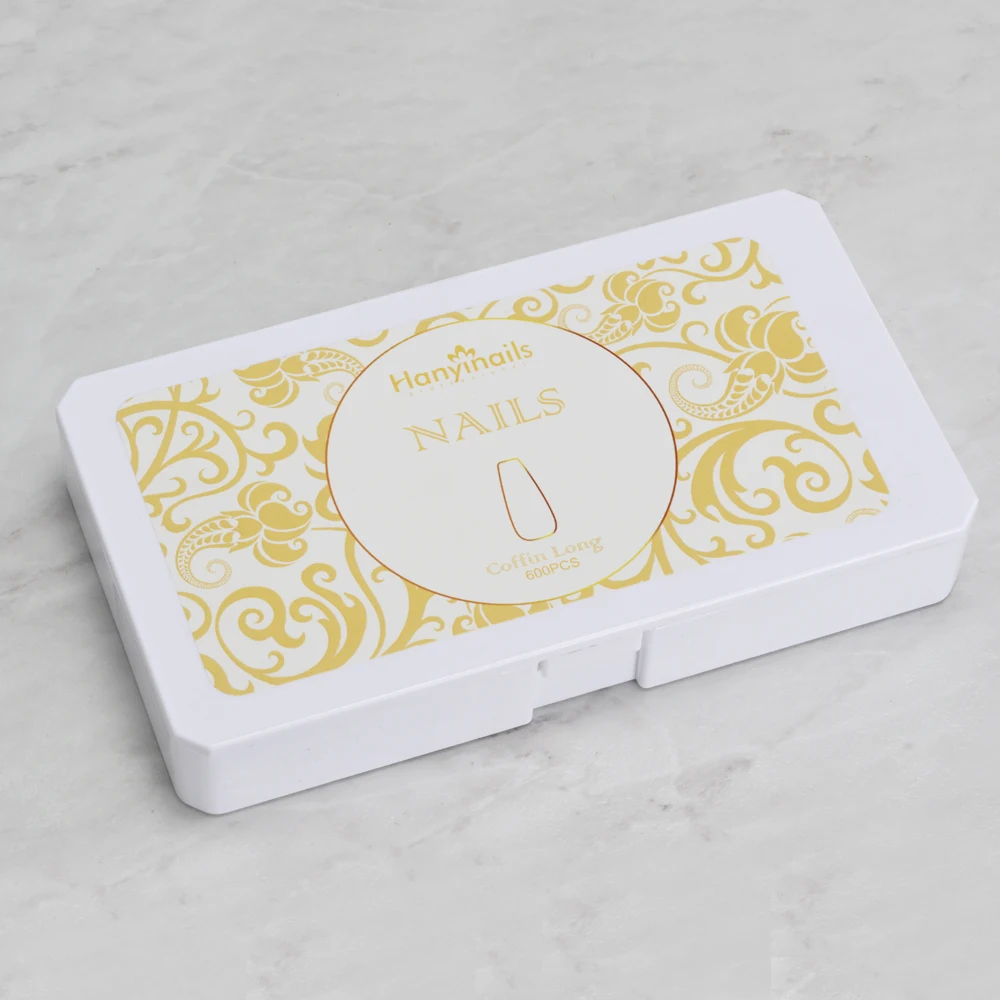 Hanyinails Gel xxl square nail tips straight extension starter kit full cover clear gel x nail tips full cover