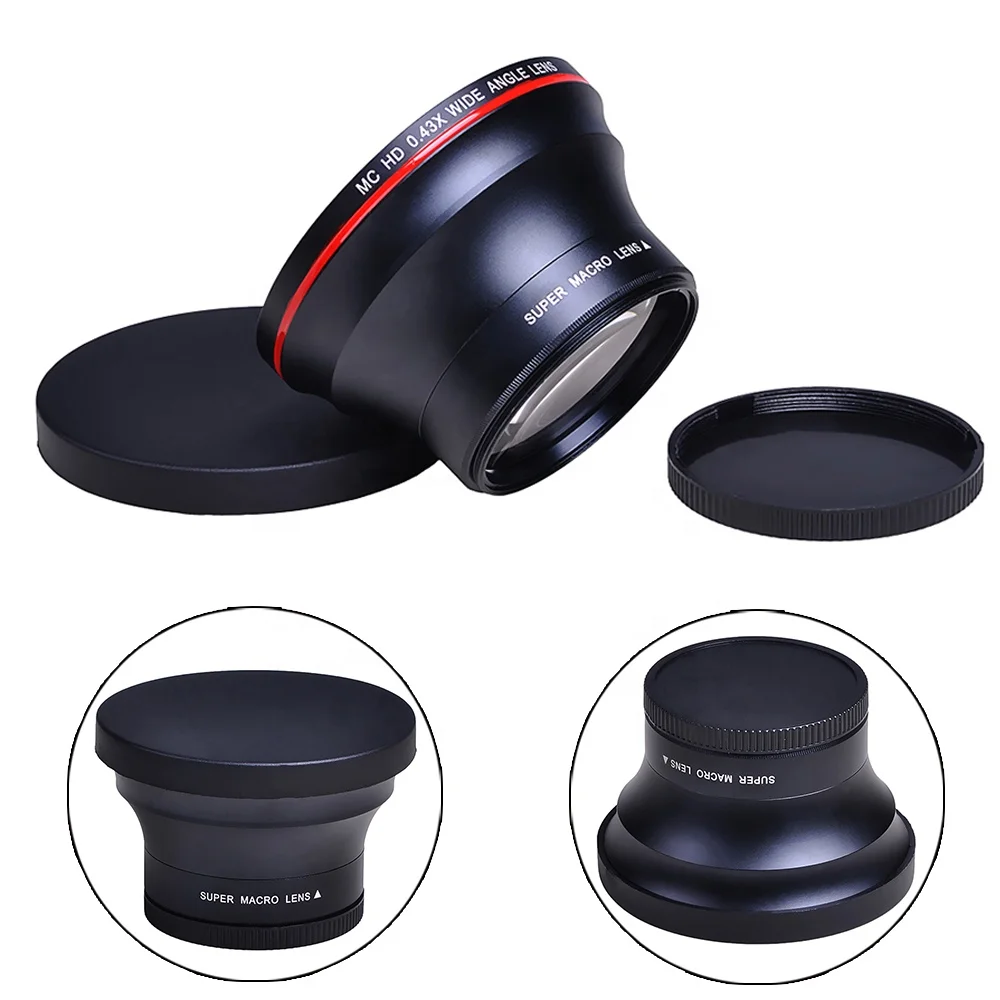 55MM 0.43x Professional HD Wide Angle Lens with Macro Portion for Nikon D3400, D5600 and Sony Alpha   Cameras