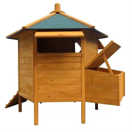 New Design 6-Corner Hen House With Egg Box Chicken Pavilion Wooden Chicken Coop
