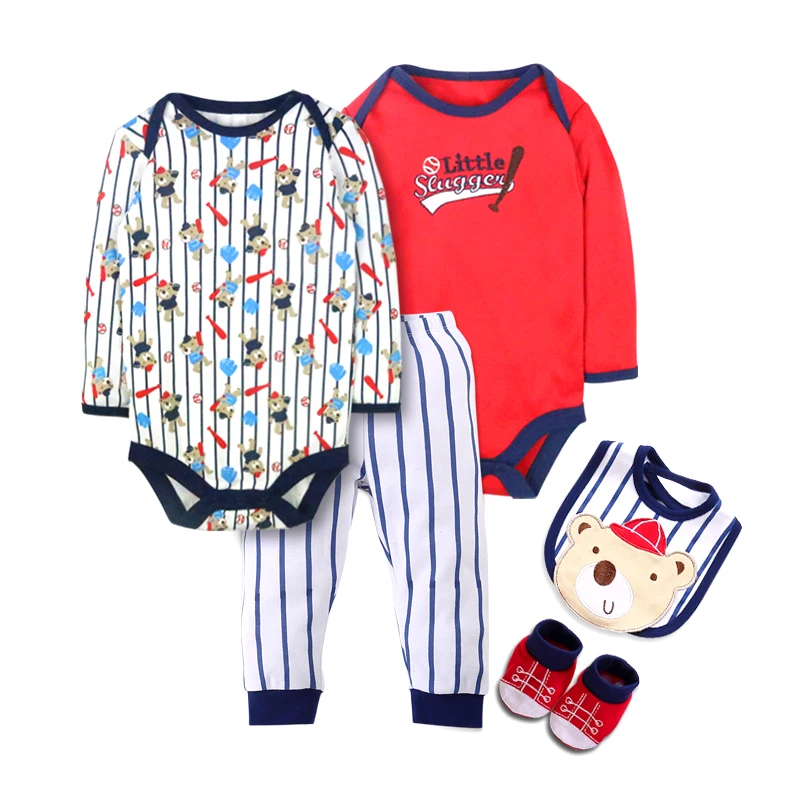 New Fashion 100% Cotton Embroidered Baby Clothes Long Sleeve Baby Boy Clothing Set