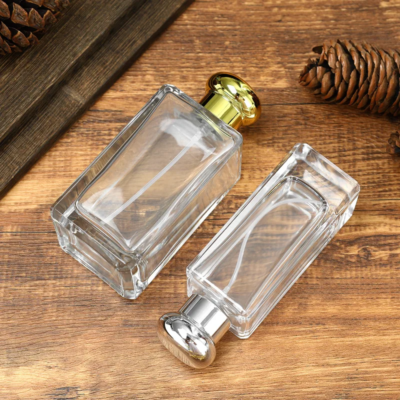 MUB Empty Jo malone High Clear Square 30ml 50ml 100ml Crimp Glass Perfume Bottle High Grade Clamp Parfum Glass Bottle