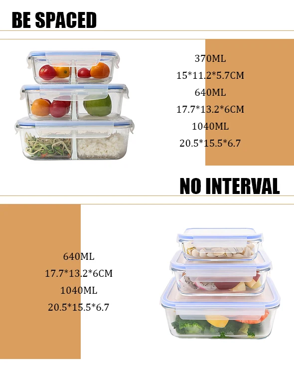 Leakproof Vacuum Seal Bulk Bento Lunch Box Rectangle Glass Food Storage Containers