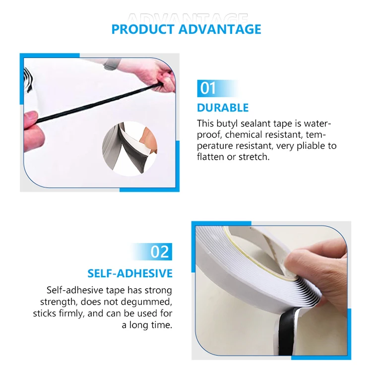High Adhesive Power Double Sided Sealant Stop Leaks Seal Repair Self Adhesive High Pressure Leak Butyl Tape For Waterproof