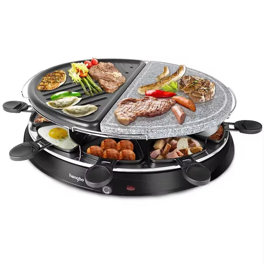Stone Plate Smokeless electric bbq grill 8Mini Pans Korean Style bbq Non-Stick Griddle Plate Raclette Grill