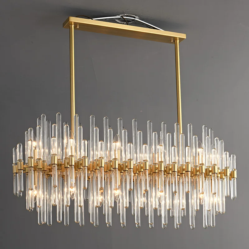 Modern Nordic Simple Style Chandelier Pendant Lamp Oval Shape Art Design Crystal Glass Hanging Lights Fittings