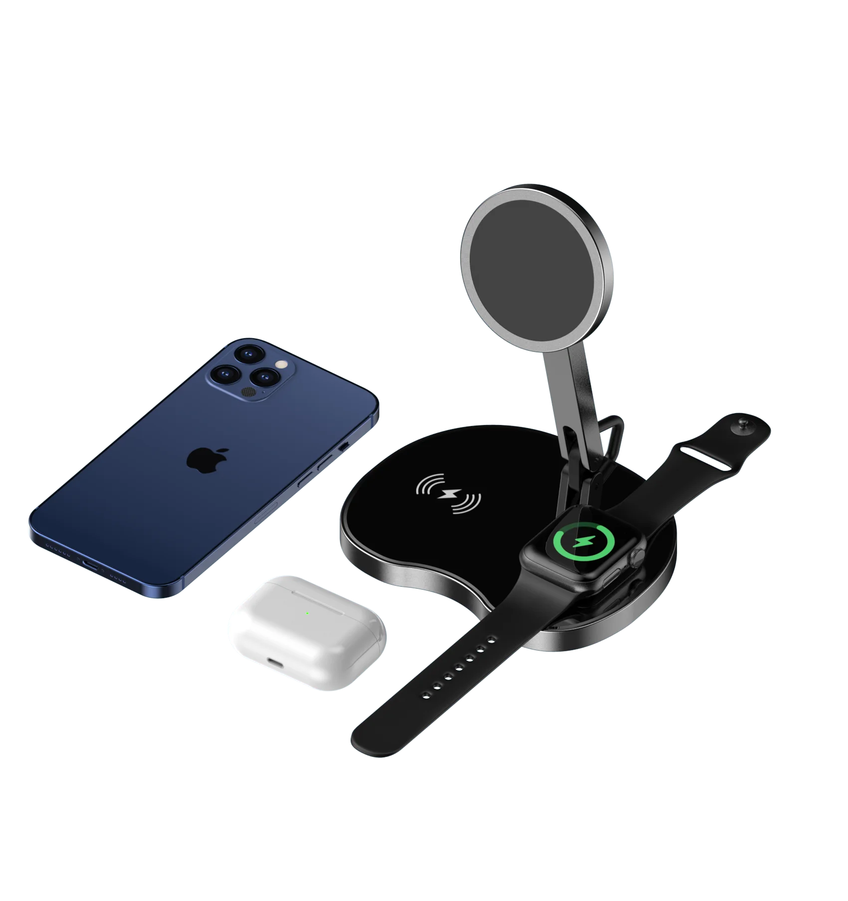 
3 in1 foldable wireless phone charger 15w qi fast charger pad foldable magnetic wireless charger 