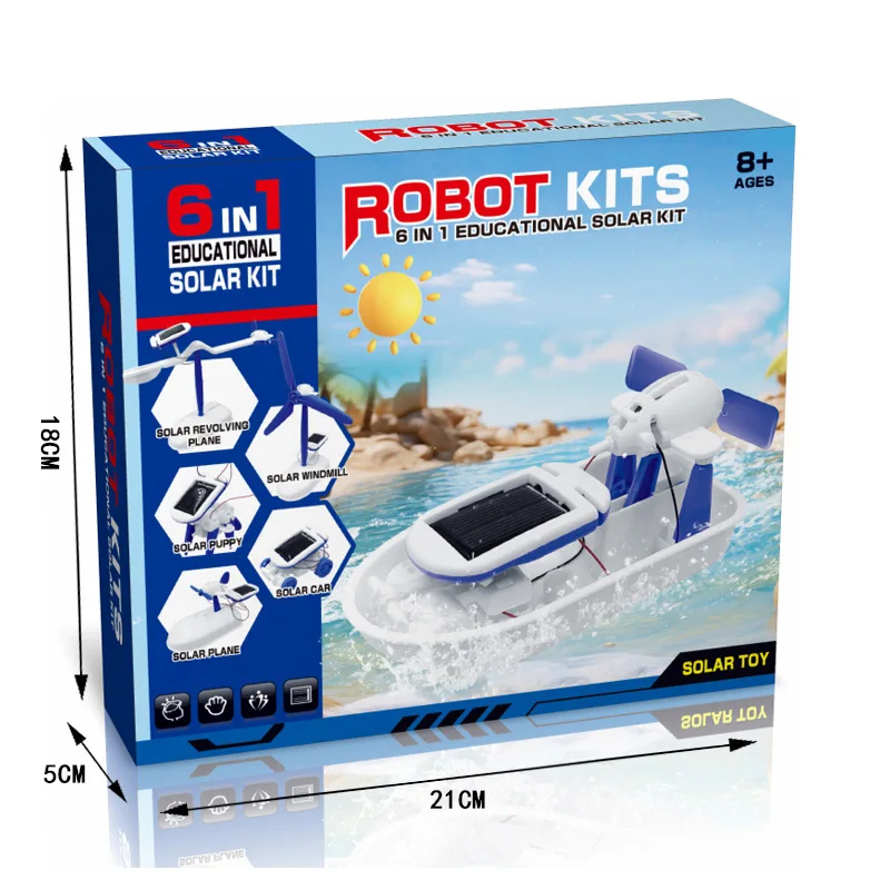 DIY 6 In 1 Solar Toy Assembly Car Robots Science and Technology Educational Puzzle Kids Toys