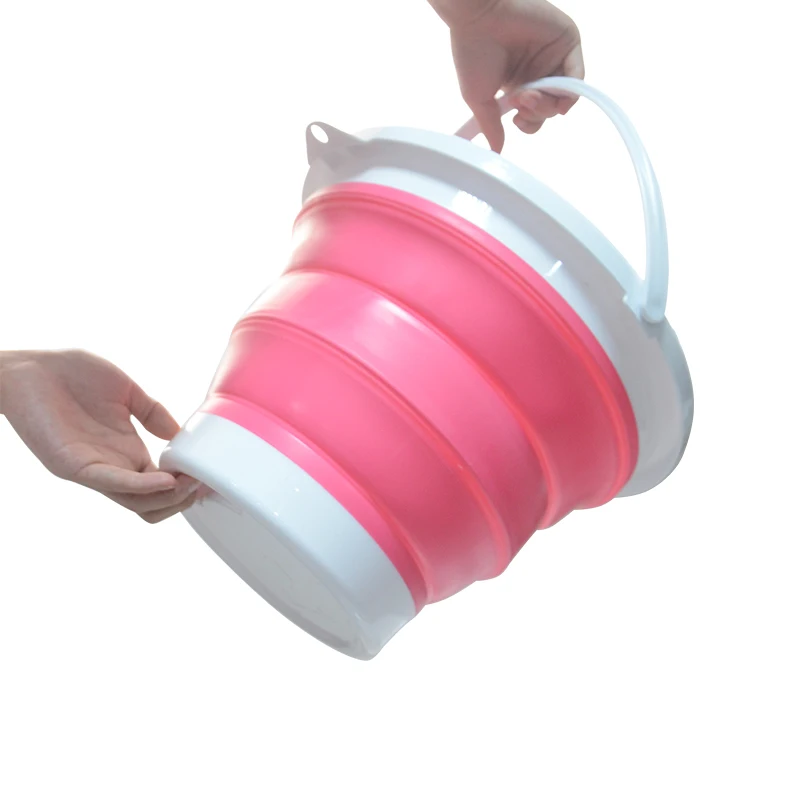 New arrival Round Portable Household 10L Foldable collapsible folding water Silicone buckets for cleaning washing