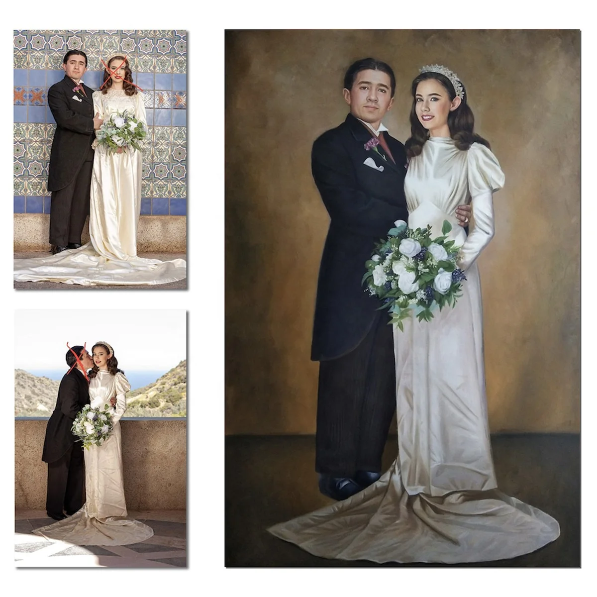Custom Landscape or Portrait Photo to Oil Painting Family Portrait Merging photos of loved ones Memorial Gift