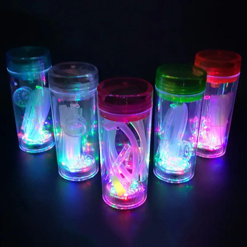 Arab Mini Acrylic Fashion Portable LED CUP Nargila Shisha Outdoor Travel Hookah Kit Include Silicone Hose Gifts