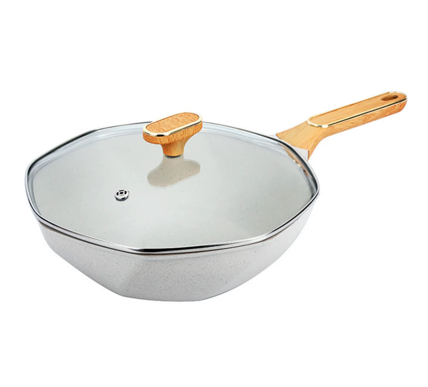 Professional quality customized Korean kitchen stainless steel pan octagonal non stick frying pan  multi-purpose pan