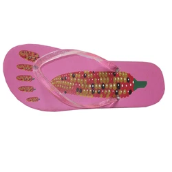 Wholesale flip flops sandals corns printed PE mid sole women flip flop slippers
