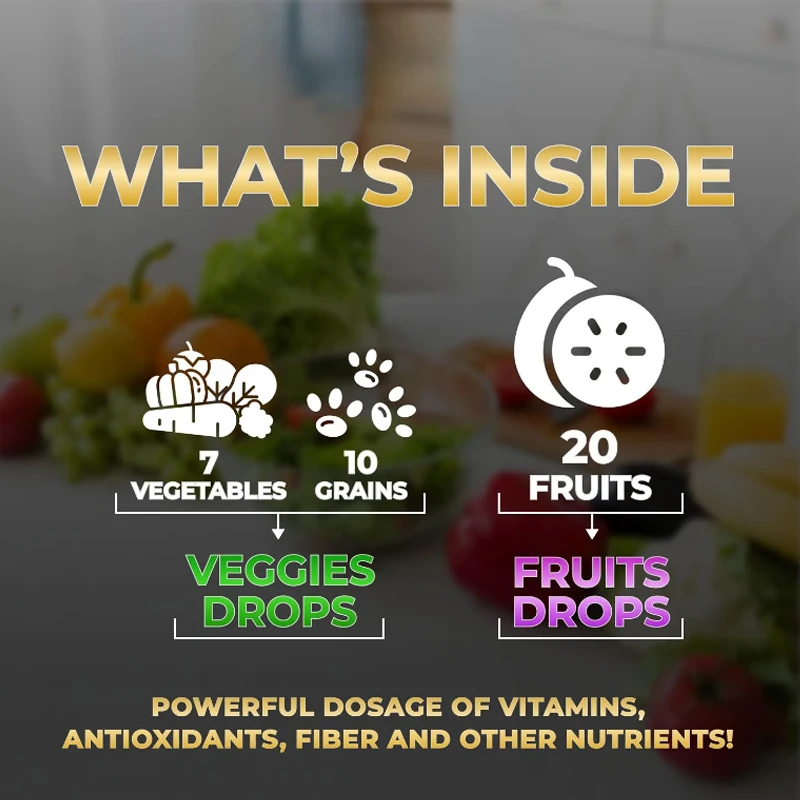 OEM factory Private Label  Vegan Support  Vitamins and Minerals super Supports Health  supplement Fruits and vegetable Drops