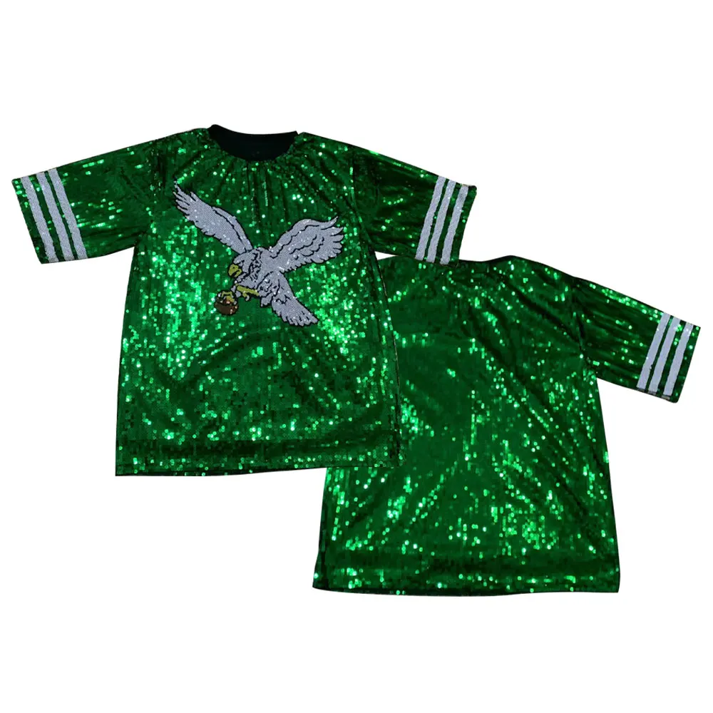 Kelly green fashion sequin dress nfl jersey kelly green eagles sequin shirts