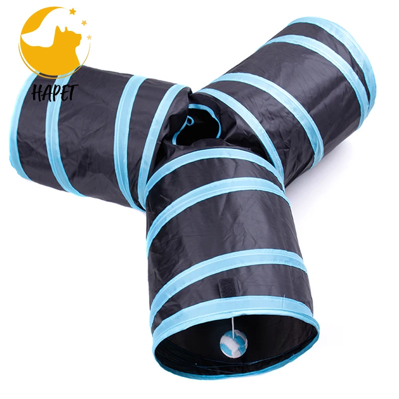 Collapsible Cat Kitten Tunnel Toys 3 Holes cat tunnel outdoor Playing
